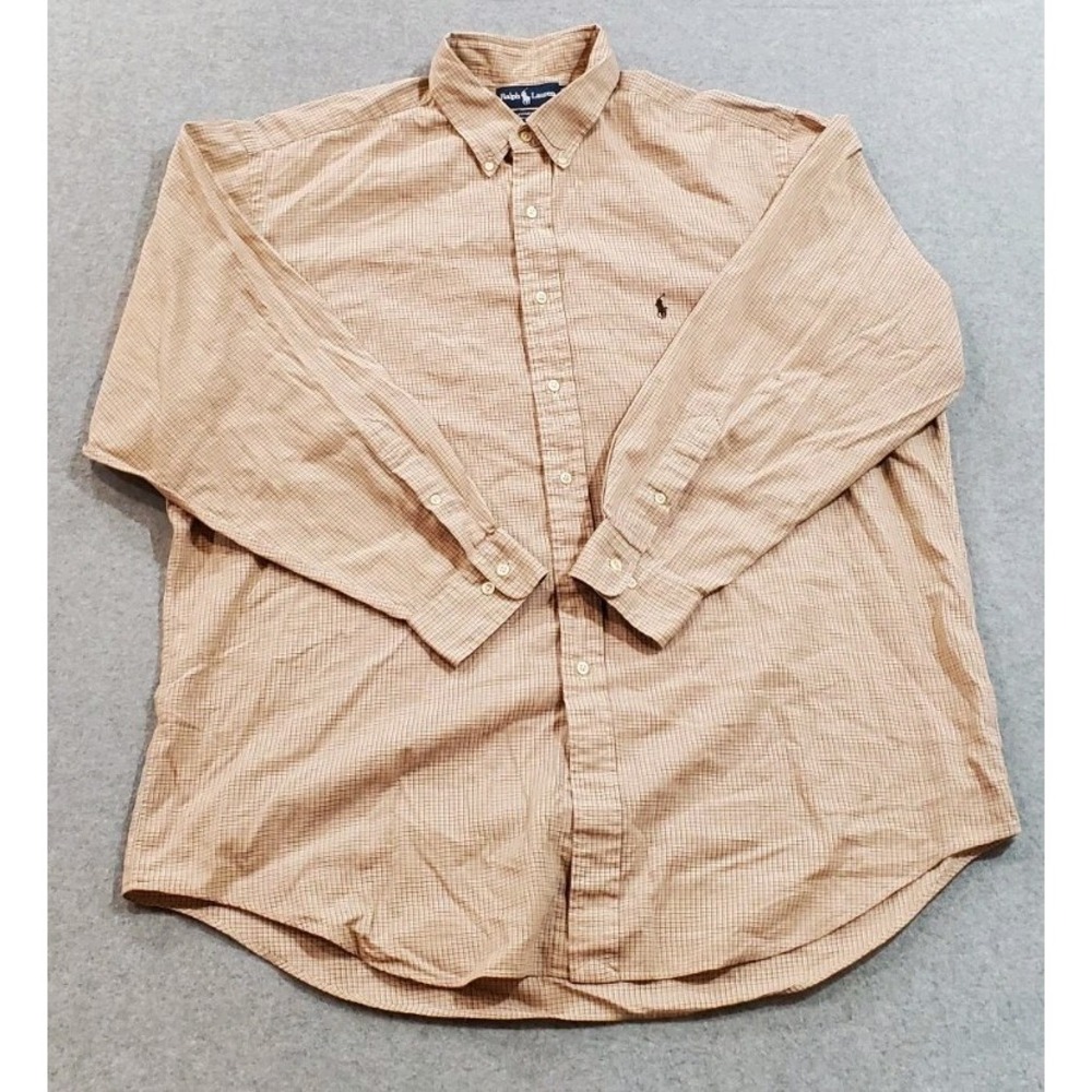 Ralph Lauren Yarmouth Men's Long Sleeve Button-Up Shirt, Size 17.5, 100% Cotton‎